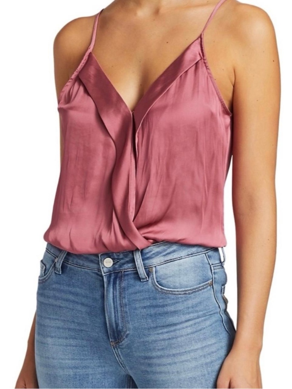 PAIGE Rose Satin Bodysuit, Small NWOT